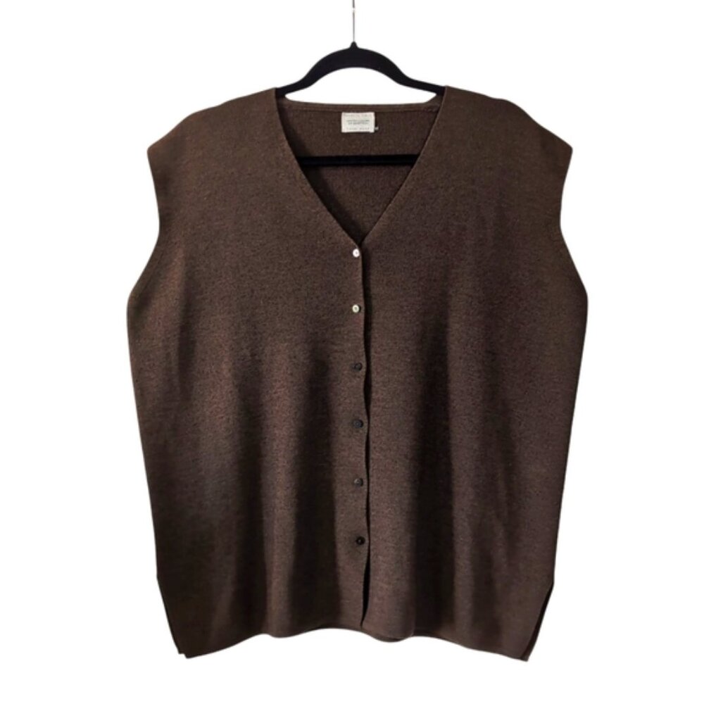 Vintage Benetton Italy Old Money Preppy Quiet Luxury Knit Merino Wool Vest XL